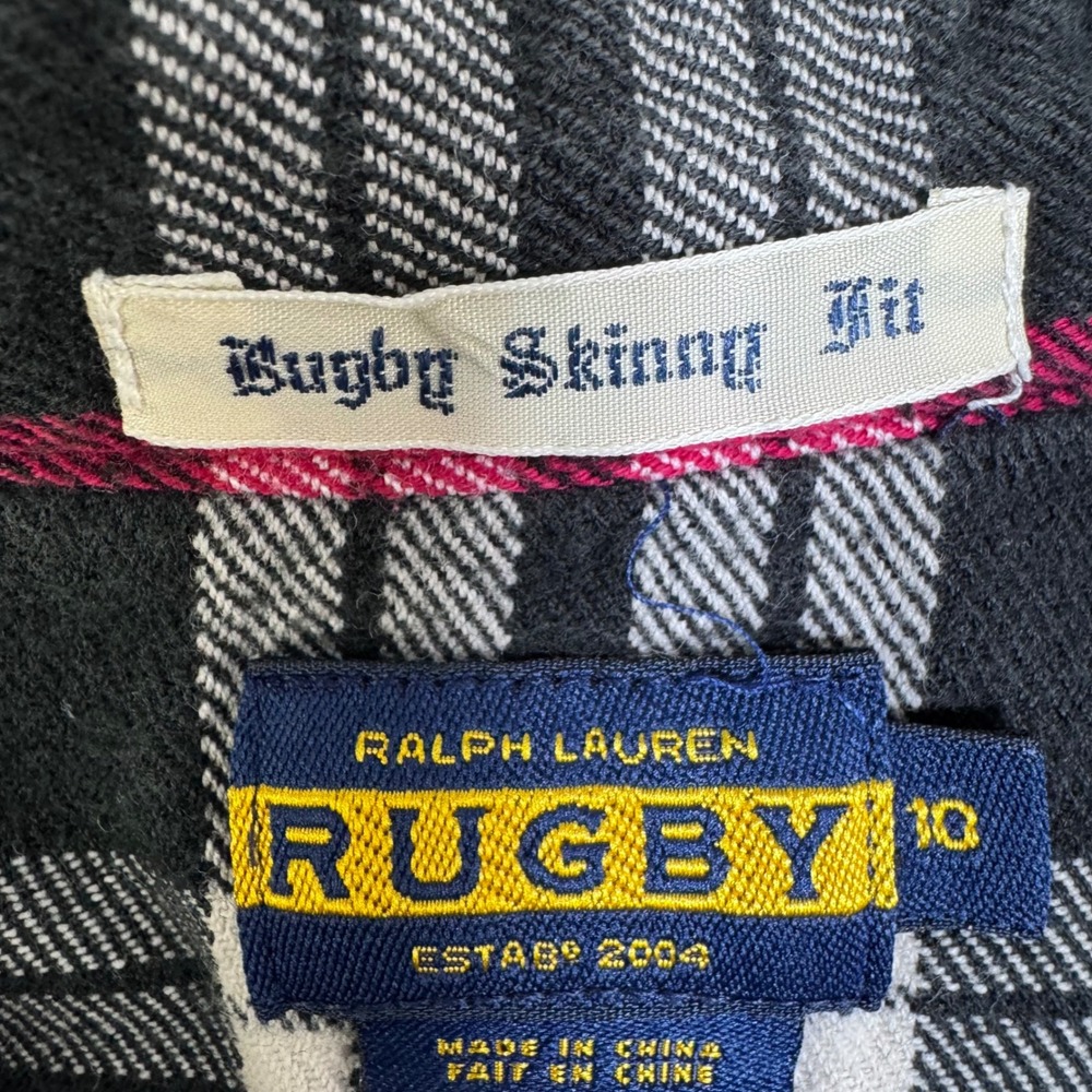 Ralph Lauren Rugby Womens Skinny Fit Plaid Flannel Studded Western Shirt Black - Picture 5 of 8
